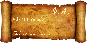 Váli Arnó névjegykártya